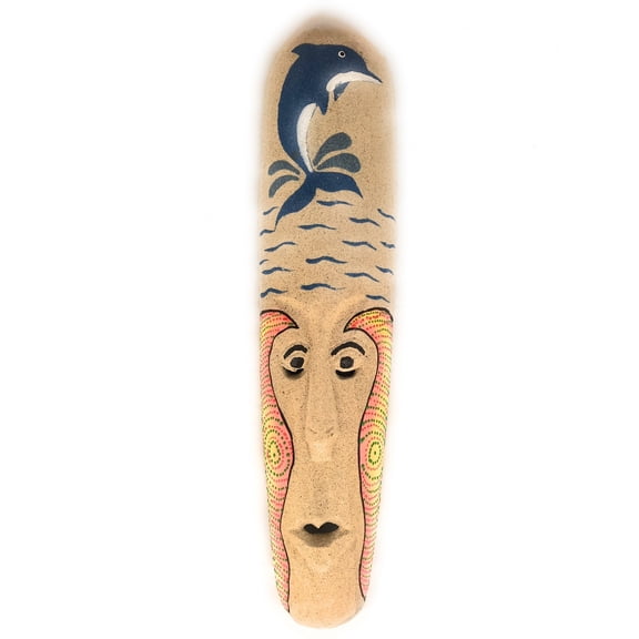 Sand Tiki Mask 20" w/ Dolphin - Decorative Primitive Art | #wib370750a