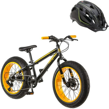 20" Mongoose Massif Boys' All-Terrain Fat Tire Mountain Bike and Bonus Helmet