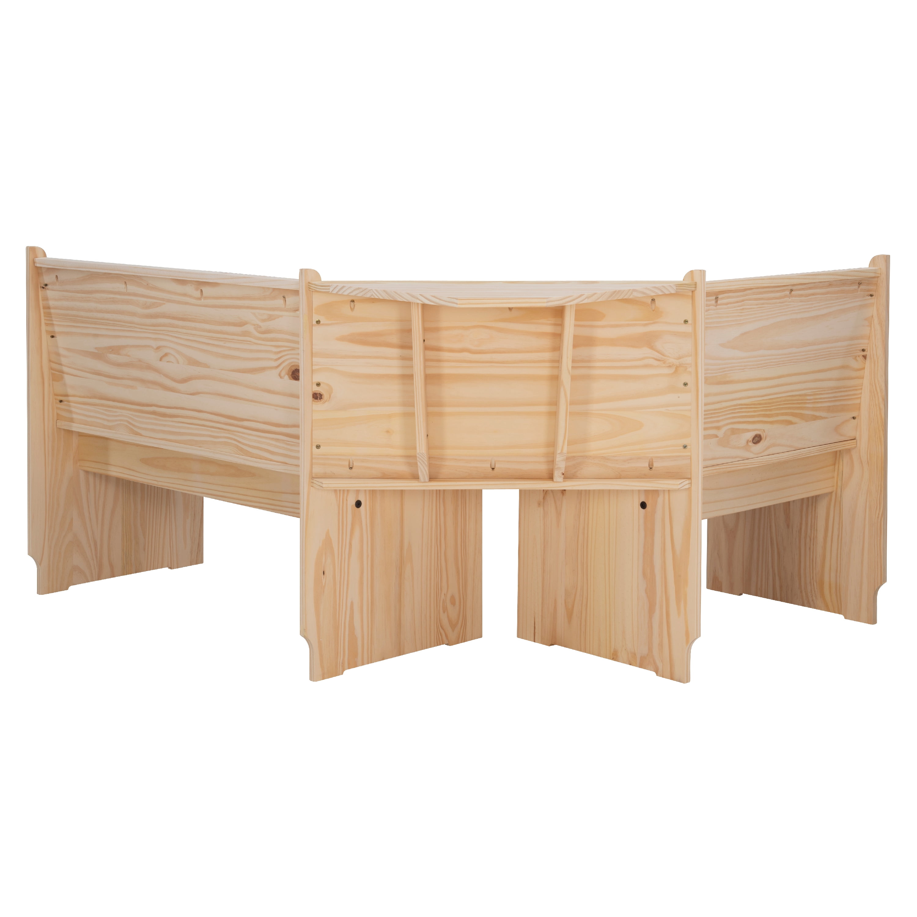 Linon Wickford 3-Piece Farmhouse Indoor Corner Dining Nook with Storage, Unfinished