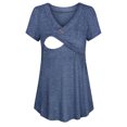 thumbnail image 2 of Olyvenn Womens V Neck Short Sleeve Nursing Tops Maternity Breastfeeding Shirts Comfy Soft Tunics Pregnancy Clothes Blue 12, 2 of 6