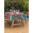 thumbnail image 2 of Outdoor Tablecloth with Umbrella Hole and Zipper, Colorful Ethnic Rectangle Table Cloth 60x120 Inch Waterproof Tablecloth, National Modern Geometric Red Green Picnic Table Cover for Patio Camping, 2 of 7