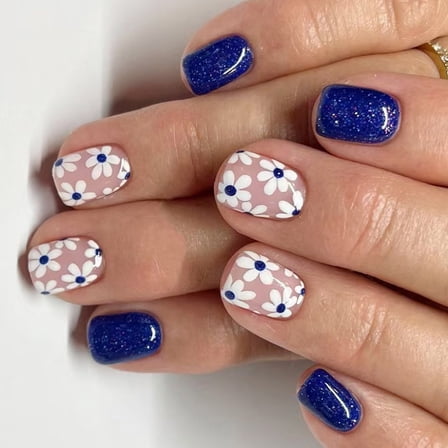 24Pcs Square Fake Nails Press On Nails Artificial Nails Acrylic False Nails Glues On Nails Designs French Nails Tips