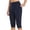 Navy, variant on Womens Legging Capris Tight Comfy Workout Active Capri Pants Solid Elastic Waist Athletic Gym Crop Trousers with Pockets