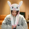 thumbnail image 2 of Colorful Autumn Winter Rabbit Ear Fluffy Hat, Polyester Material With Moving Ears, Integrated Scarf And Hood, Cute Warm Cap For Kids Adults, Fun Fashion Accessory, 2 of 2