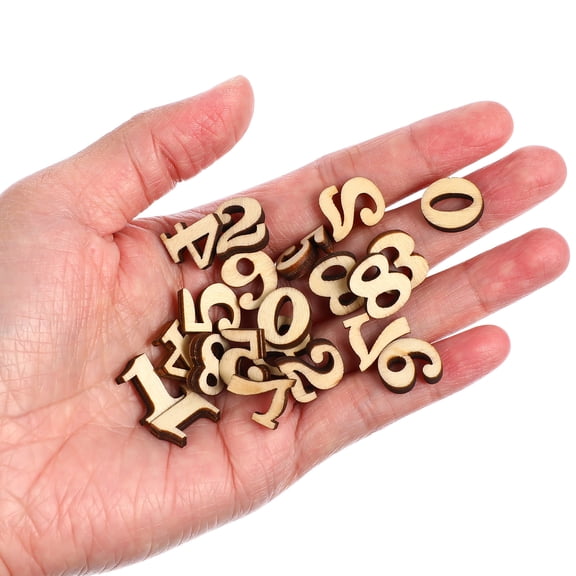 Homoyoyo 100 Pcs Light Brown Blank Wood Numbers for Educational Crafts and Home Decoration