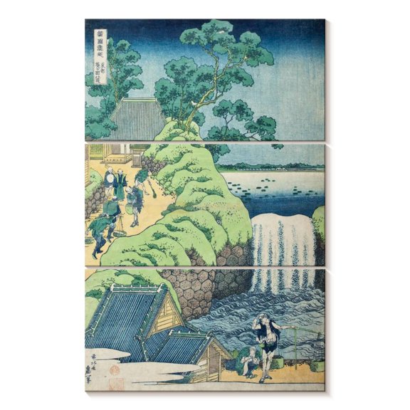 Elephant Stock Waterfall At Aoigaoka In Edo Wall Art - Vertical Multi Panel Canvas - Living Room Wall Decor - Nature Multi Panel - Blue And Green Decor By Hokusai - 36" x 57"