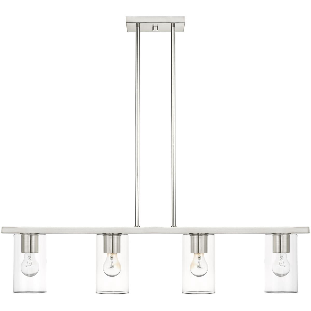 4.5 inch 4 Light Brushed Nickel Chandelier with Clear Glass Shade
