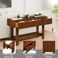 thumbnail image 3 of 52 inch Sofa Table with 3 Drawers, Narrow Long Console Table with Solid Wood Legs, Modern Entryway Table with Storage for Living Room, Cherry, 3 of 7