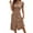 Khaki, variant on Women's Fashion Round Neck Short Sleeve Solid Color Button Dress