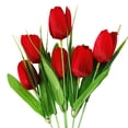 thumbnail image 1 of Ramo de flores de bricolaje de 6 tulipanes: rojo intenso (la altura de toda la rama es de 31 cm, el diámetro de la cabeza de la flor del tulipán es de 3 cm y la altura es de 5 cm), 1 of 9