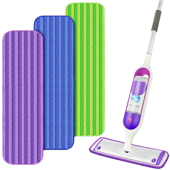 MYSPRI Reusable Mop Pads for SwifferPower Mop Refills, Microfiber Machine Washable Wet Pads Replacement for 13''-15'' Floor Mops,3 Pack