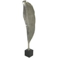 thumbnail image 5 of 11" x 36" Silver Aluminum Textured Leaf Abstract Sculpture with Black Marble Base, by DecMode, 5 of 11