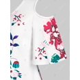 thumbnail image 3 of Talla grande hombro frío impreso floral tee asimétrico Rosegal Camisetas tallas grandes, 3 of 5