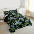 thumbnail image 3 of Homewish Spring Flower Full Size Comforter Sets,Country Floral Bedding Comforter Set,Black Blue Green Bedding Sets For Girl Kids,Breathable Home Decor Reversible,3pcs, 3 of 8
