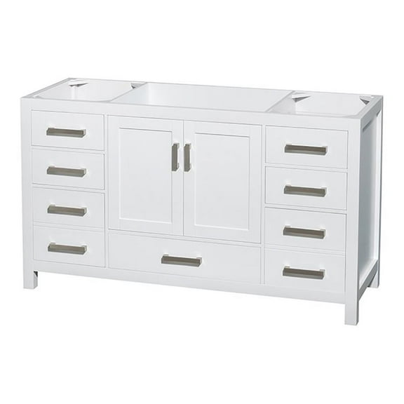 Wyndham Collection Sheffield 59" No Mirror Wood Single Bathroom Vanity in White