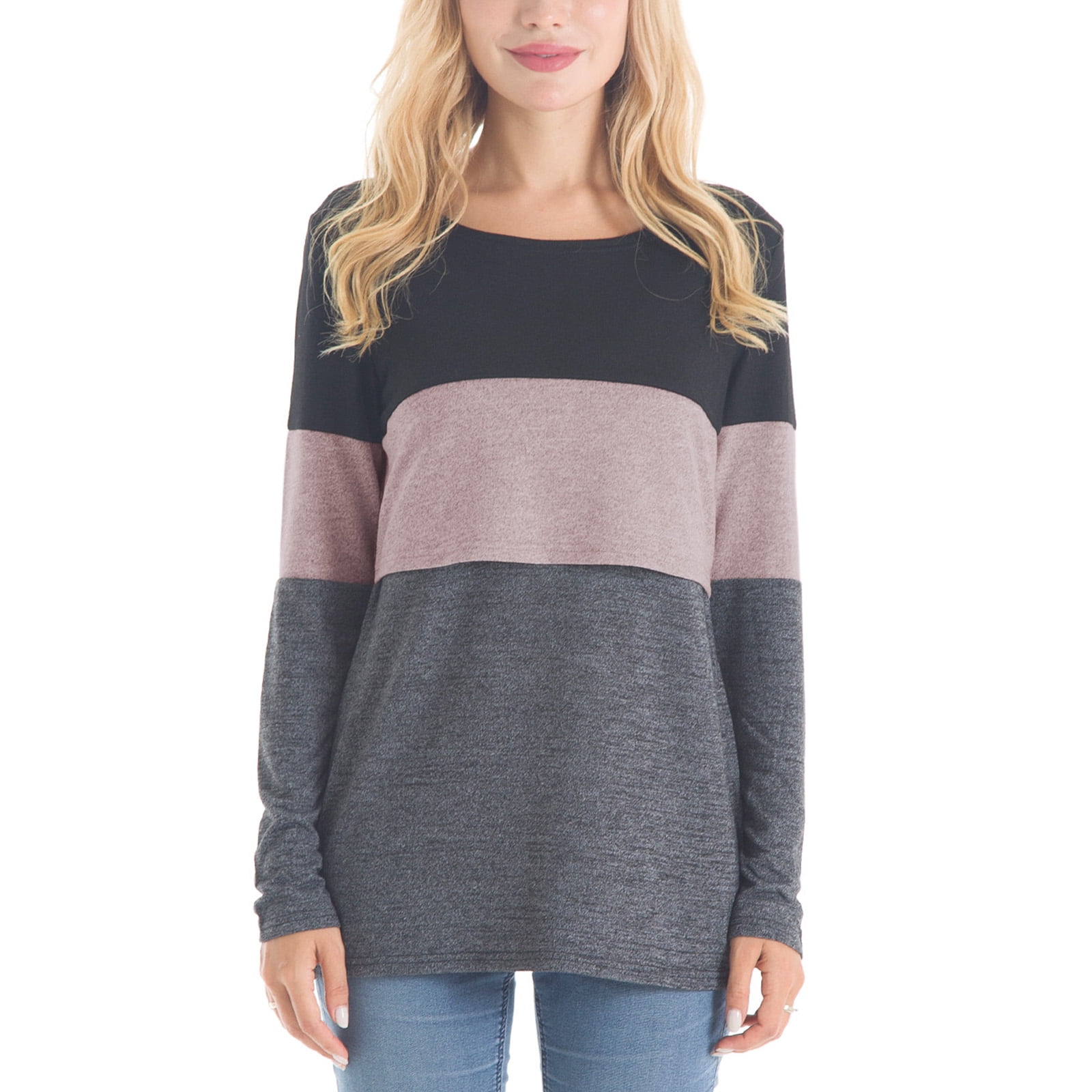 Bearsland Female Long Sleeve Maternity Nursing Top Breastfeeding Shirts 3-Pack