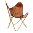 thumbnail image 4 of Carolina Classics Monroe Leather Butterfly Chair in Brown and Gold, 4 of 4