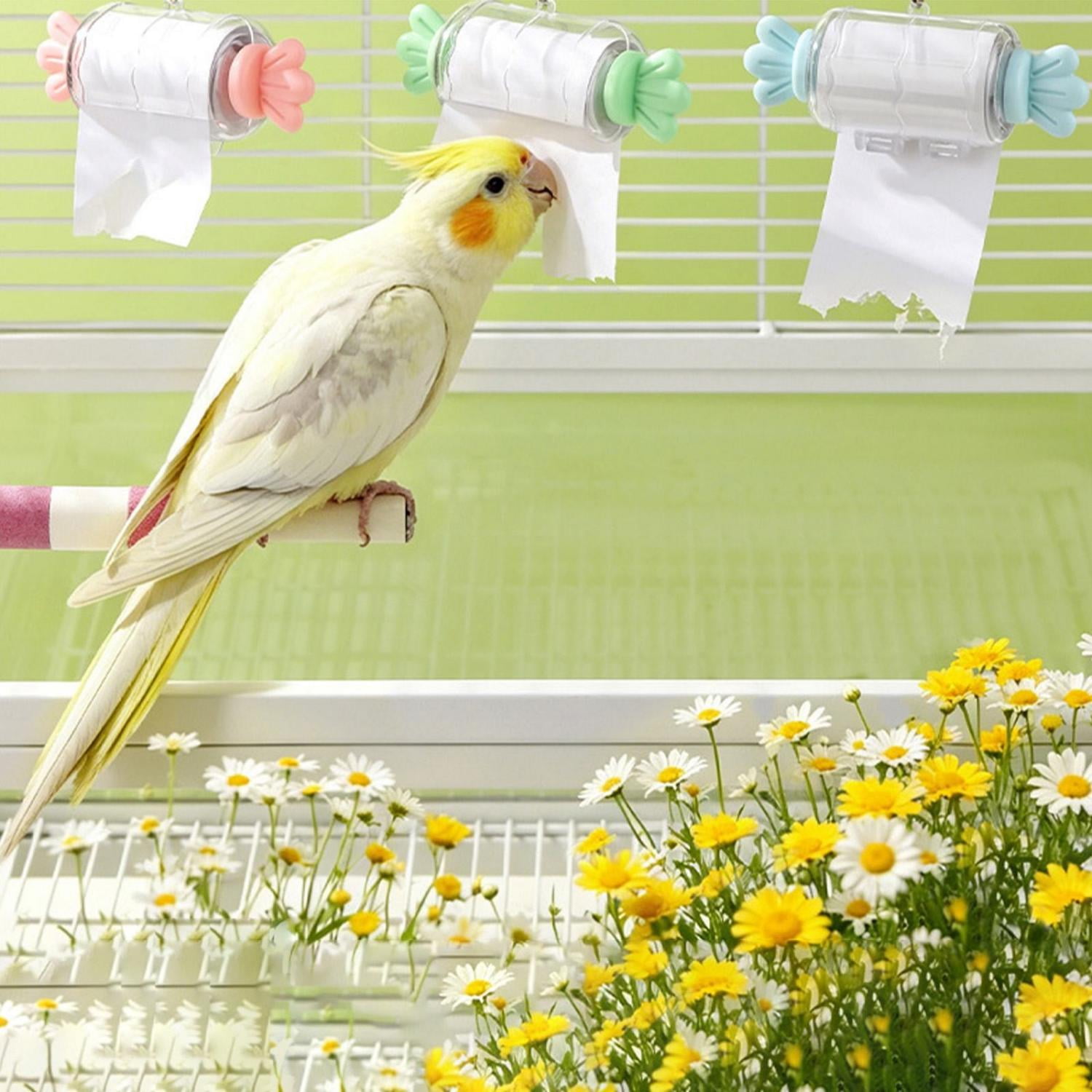 Goowood Bird Shredding Toys Parrot Rolling Paper Chew Toy with Hanging Chain Interactive Accessory for Medium Birds Conures Cockatiels Parakeets Cage