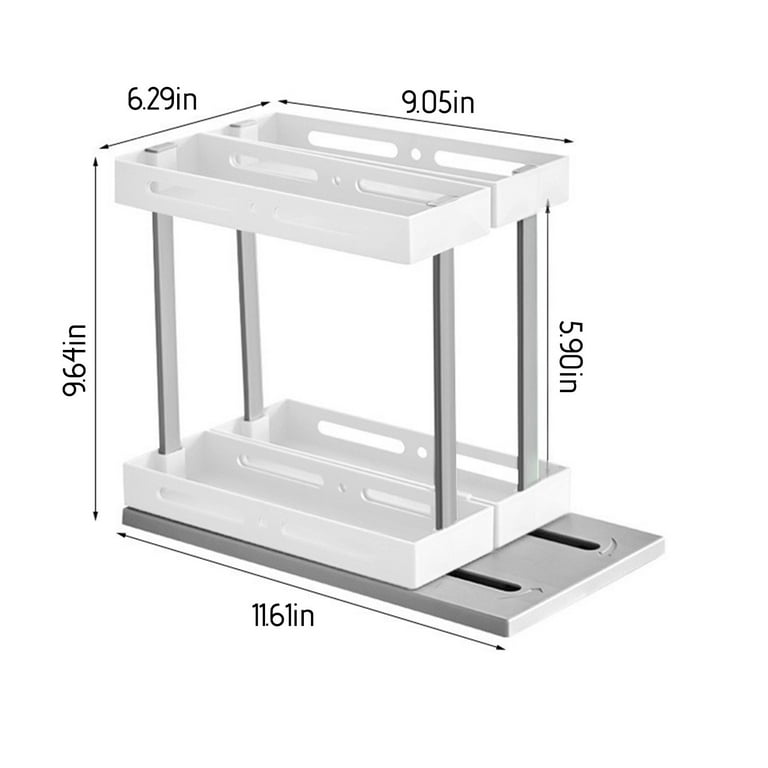 Rotating Spice Storage Rack 2 Tier Pull Out Kitchen Cabinet Organizer  Sliding Spice Stand Multi-Function