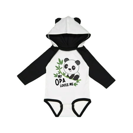 

Inktastic My Opa Loves Me- cute panda Gift Baby Boy or Baby Girl Long Sleeve Bodysuit