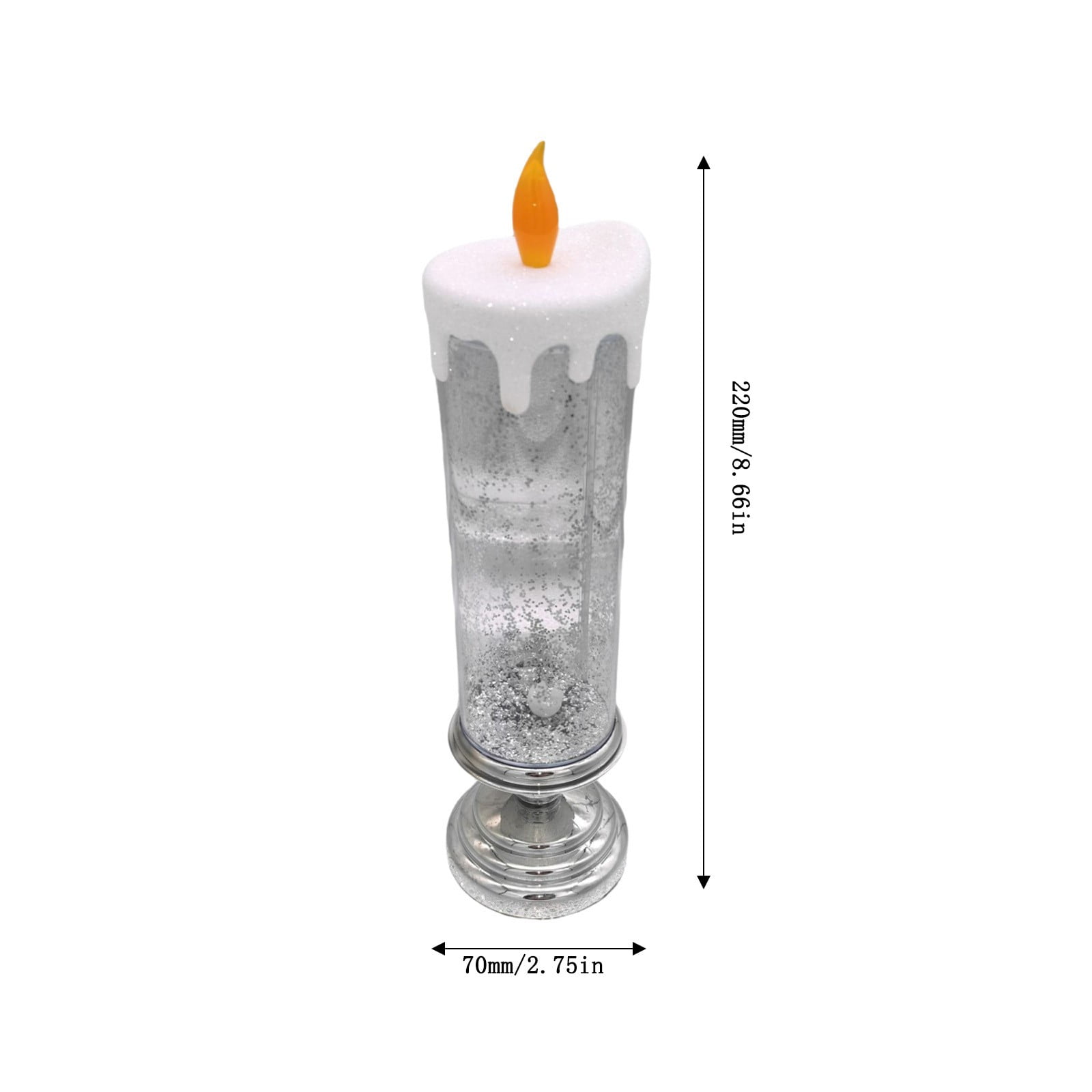 LED Candles, 2.7x8.6inch Glitter Colorful Candles, Flameless Battery Powered Lights, Creat Warm Atmosphere, for Living Room, Bedroom, Dining Area Decor(Silver)