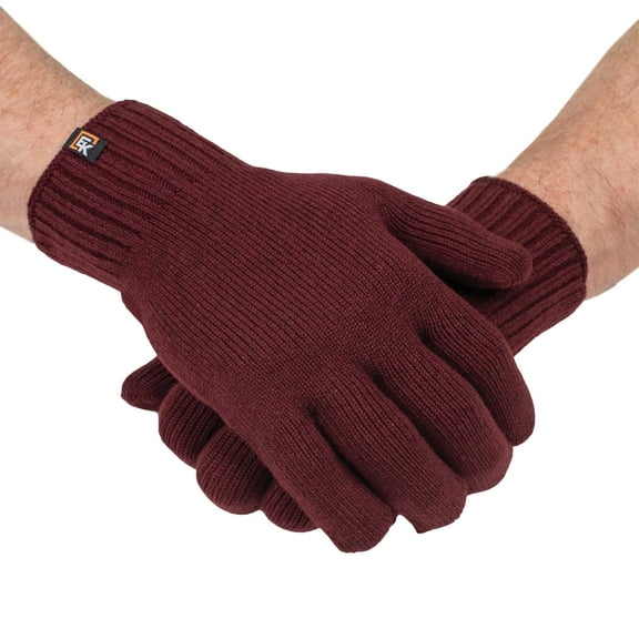 Wool Knit Gloves - Made in the USA - Super Soft Merino Wool - X-Large - Burgundy