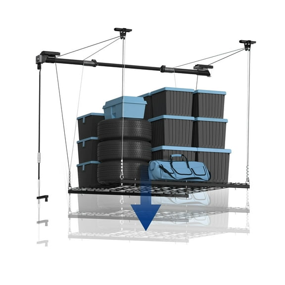 STOREADY Manual Height Adjustment Overhead Garage Lift Ceiling Storage Rack