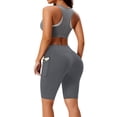 thumbnail image 4 of Domuza Women's Biker Shorts with Pockets Plus Size High Waist Workout Yoga Spandex Athletic Bicycle Leggings Shorts for Running Dark Gray 2XL, 4 of 4
