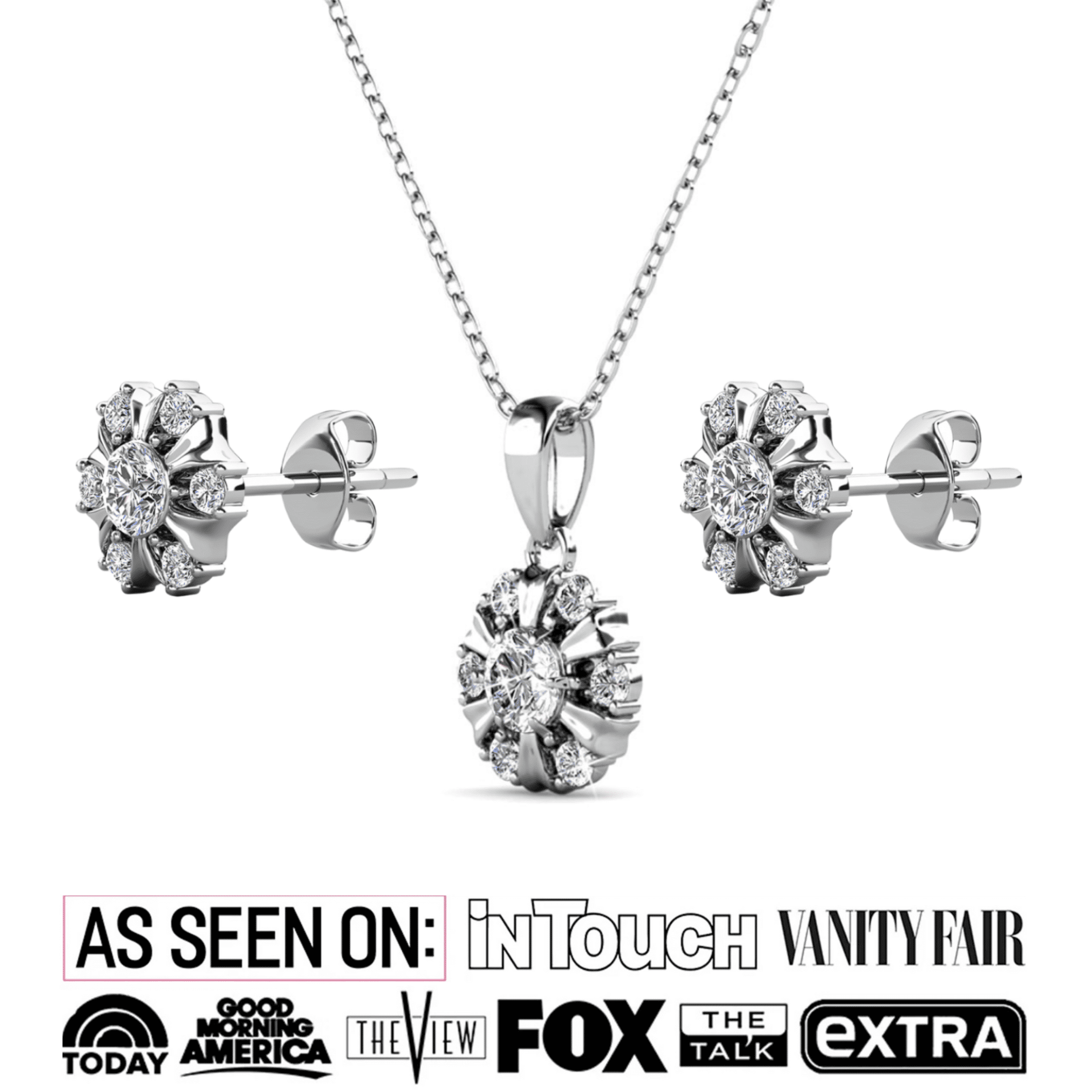 Cate & Chloe Millie 18k White Gold Plated Jewelry Set with Swarovski Crystals Gift for Women