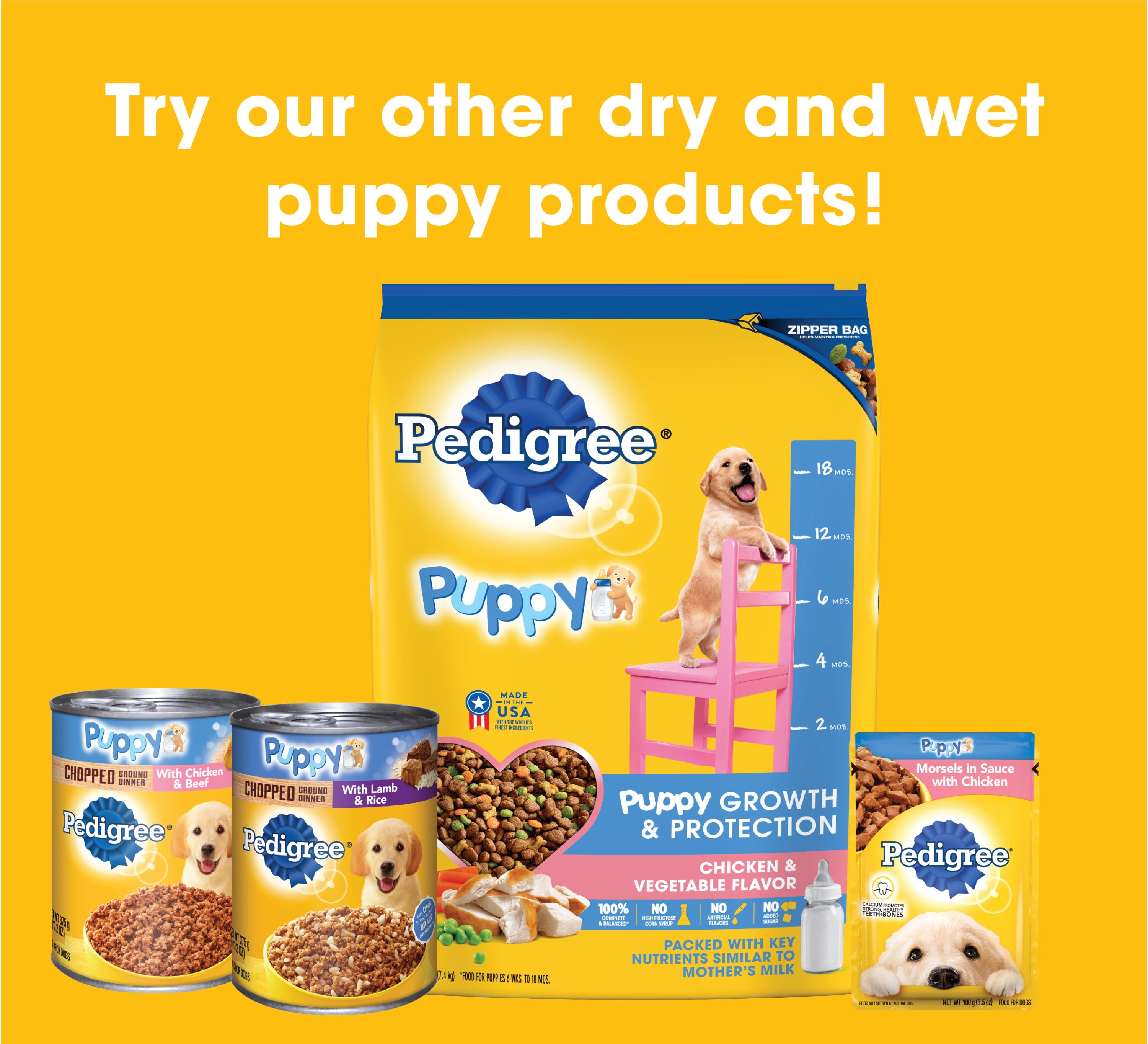 PEDIGREE Puppy Growth Protection Grilled Steak Vegetable Flavor with the goodness of Bites 3.5 lb. Bag Walmart