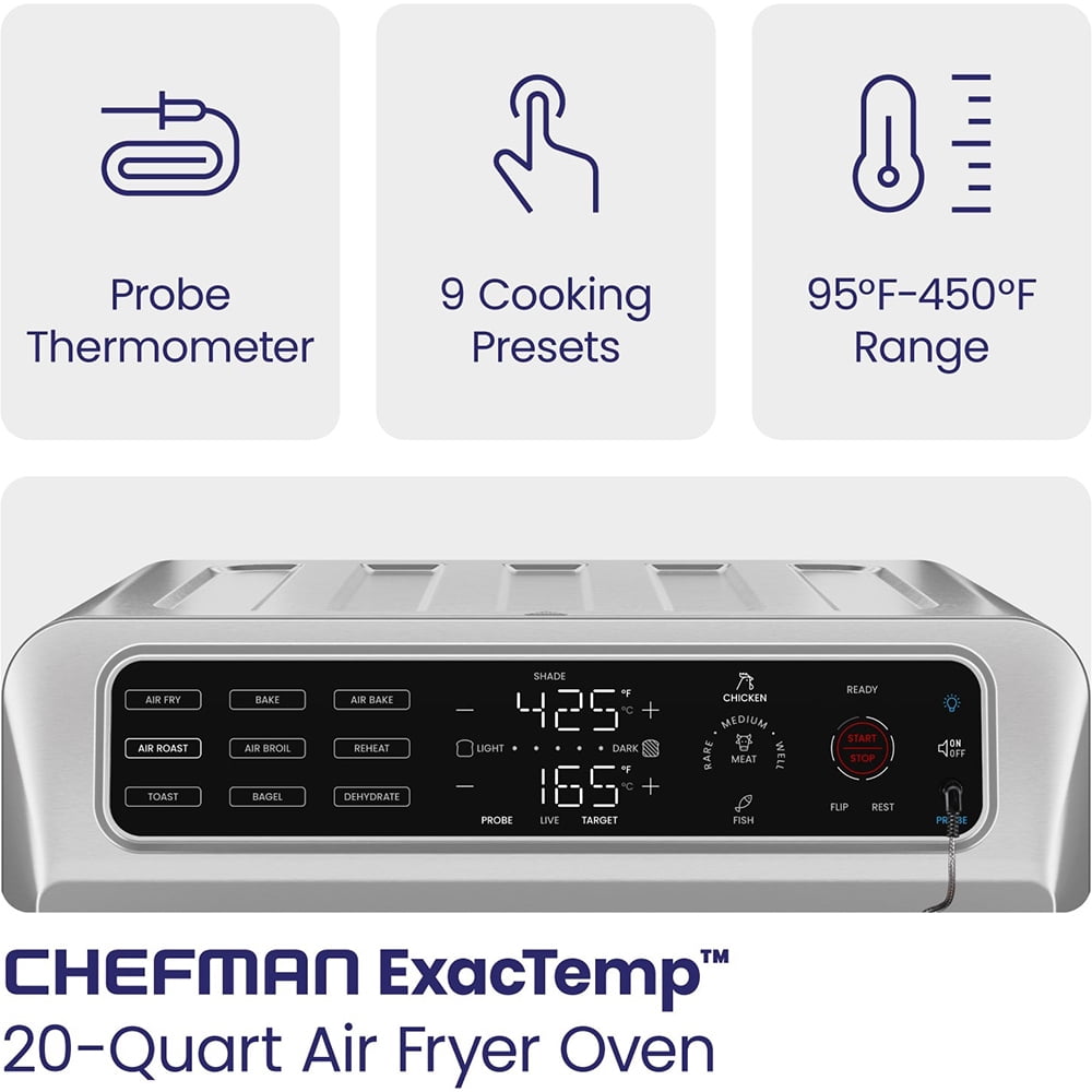 Chefman ExacTemp Air Fryer Toaster Oven Combo with Probe Thermometer