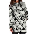 thumbnail image 2 of Sudadera con capucha de manga larga con capucha para mujer Vestidos con estampado floral de calavera de bolsillo Fridja  nbo98, 2 of 4