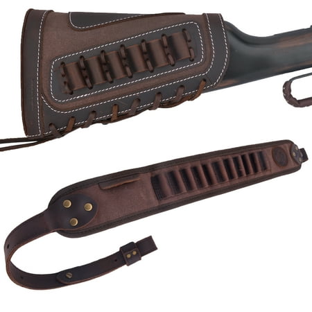 1 Set Retro Rifle Ammo Buttstock + Gun Shoulder Slings For .308 .30-06 .45-70 .348 .270 410ga