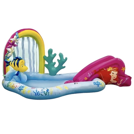 Disney Ariel Inflatable Splash Pad The Little Mermaid - Lagoon and Sprinkler Kiddie Pool for Kids