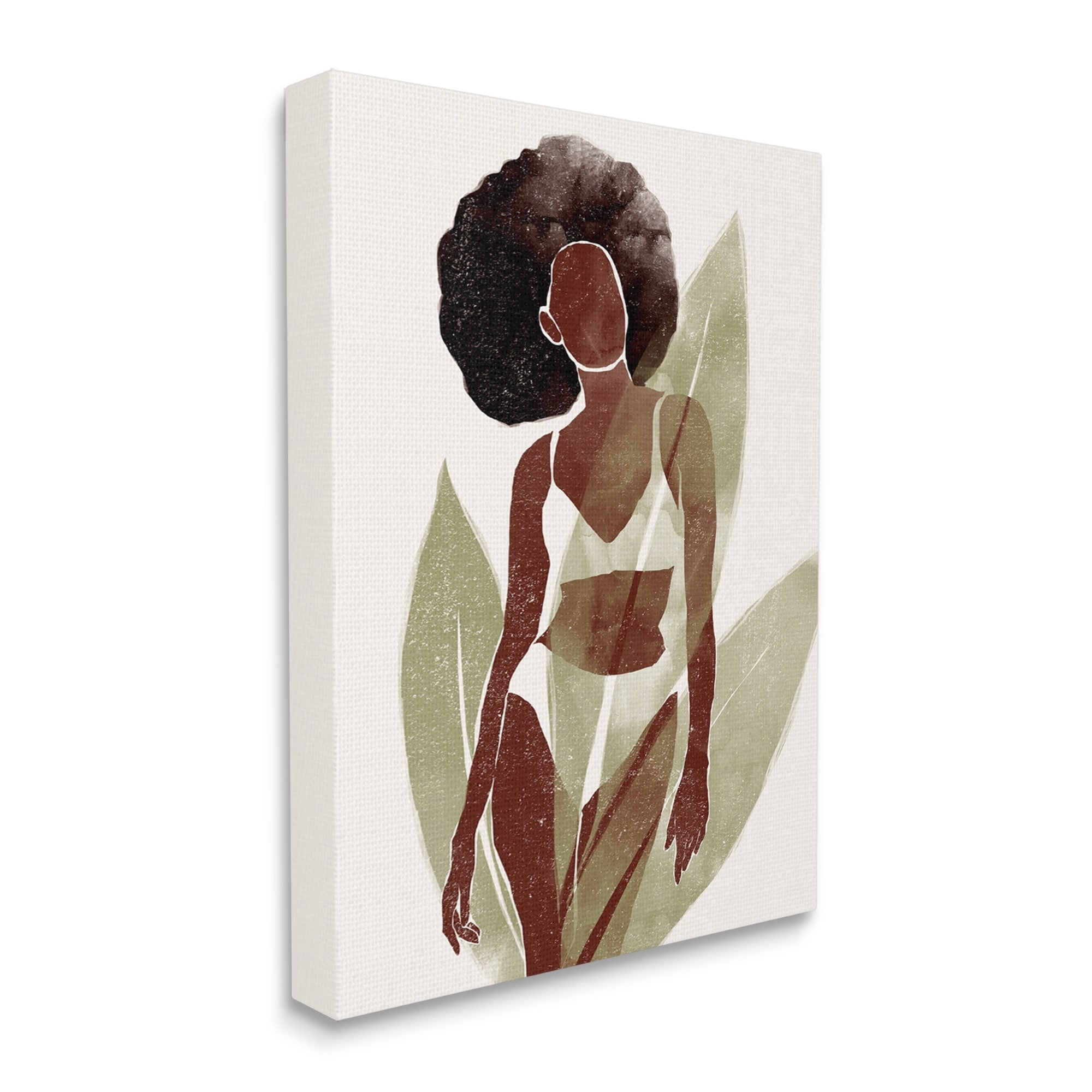 Stupell Boho Woman Botanical Palms Botanical & Floral Painting Gallery Wrapped Canvas Print Wall Art