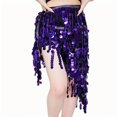 thumbnail image 5 of BLTIBY Sparkly Sequin Skirt for Women Fringe Hip Scarf Tassel Belly Dance Skirts Party Rave Festival Outfits Costumes Purple 2 Free Size, 5 of 5