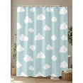 thumbnail image 4 of White Clouds Pattern Shower Curtain, Sky Blue Bathroom Decor Curtains Set with Hooks, Waterproof Fabric Home Accessories， 72 X 78 Inch Long, 4 of 6