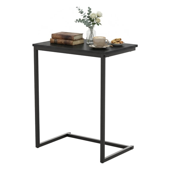 Gymax C-shaped End Table Vintage Accent Couch Table w/ Heavy-duty Metal Frame