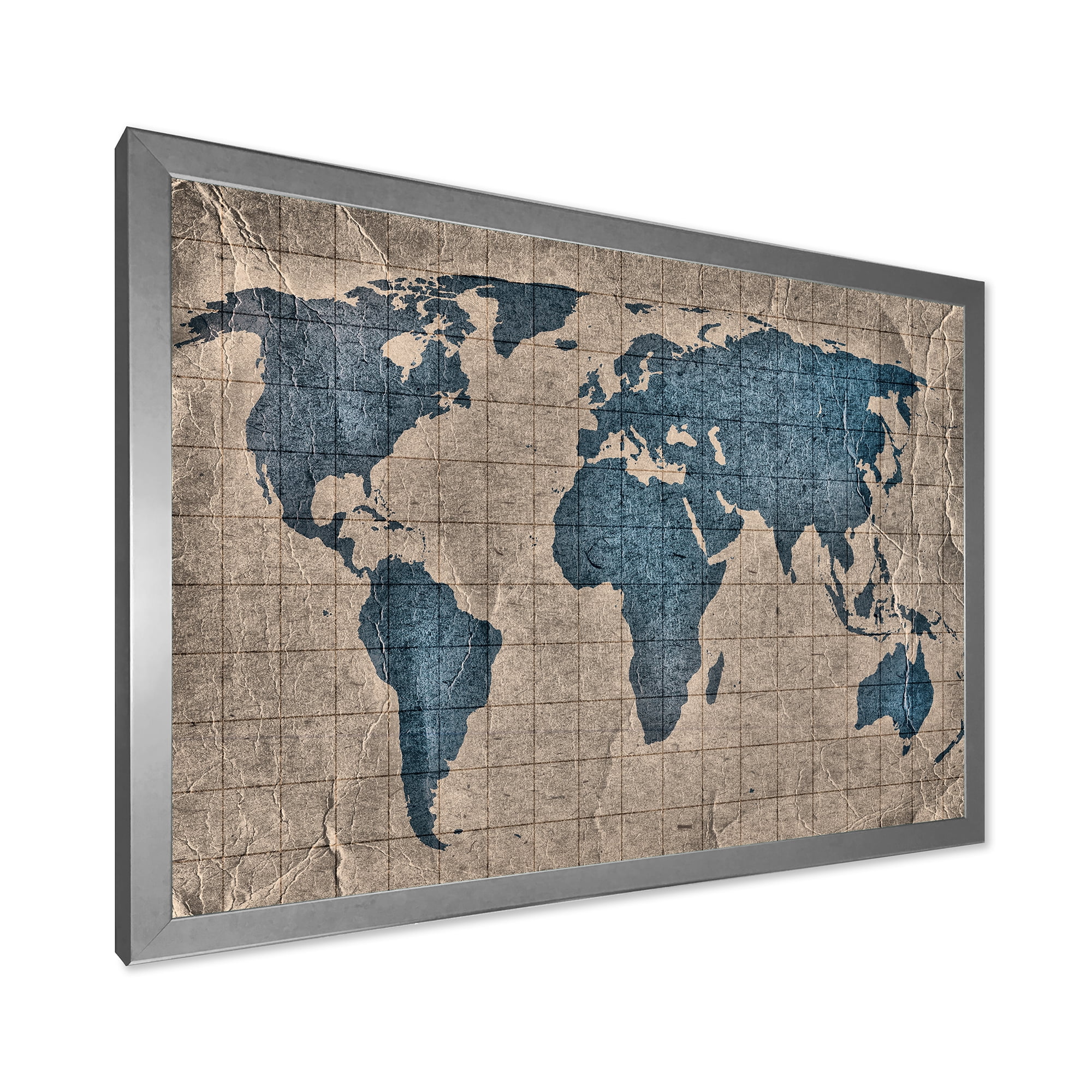 Designart 'Ancient World Map I' Rustic Framed Art Print