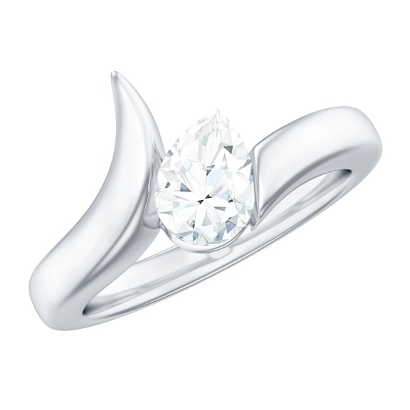 Rosec Jewels 5x7mm Lab Grown Diamond Designer Engagement Ring, EF-VS Grade, 925 Sterling Silver, US 4.00