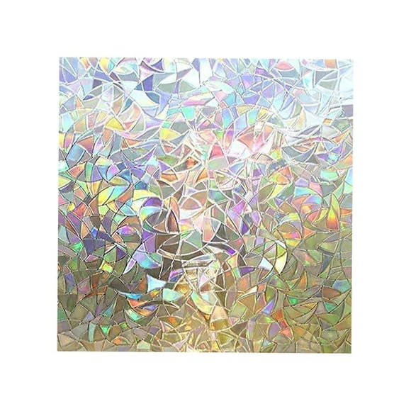 veasfak 3D Rainbow Effect Window Films Privacy Decorative Film Non-Adhesive Static Cling 45X200cm