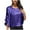 Purple, variant on fatyb Shiny Tops for Women Ruffle 3/4 Sleeve Elegant Shirts Casual Crewneck Womens Club Party Blouses
