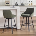 thumbnail image 3 of Zesthouse 25.6" Swivel Counter Height Bar Stools Set of 2, Modern Counter Height Chairs with Backs and Metal Legs, Upholstered Linen Barstools for Kitchen Island, Green, 3 of 11
