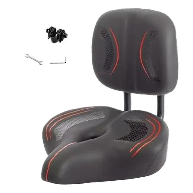 Asiento de bicicleta con respaldo, sillín de bicicleta eléctrica ancha, altura ajustable, sillín de bicicleta eléctrica desmontable para ir al trabajo negro