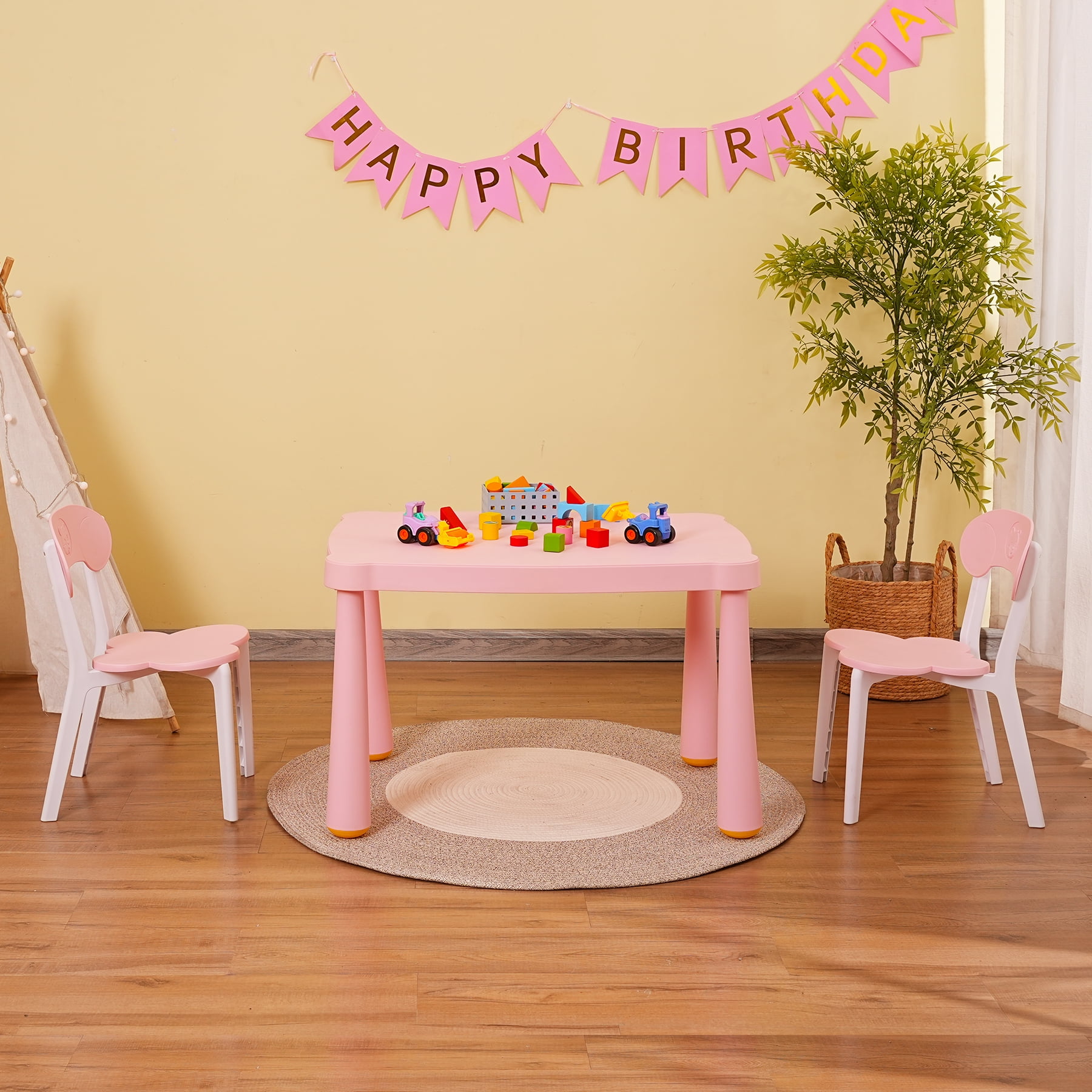 Domi Kids Table and Chair Set, 3 Piece Toddler Table and Chair Set