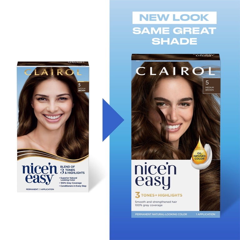 Clairol Nice'n Easy Permanent Hair Dye, Dark Brown, Pack Of 5 (4 Pack Root Touch-Up 2 Pack