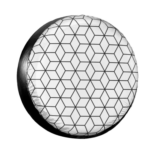 Custom Navy Blue Mosaic Lines Geometric Abstract Pattern Spare Tire Cover for Suzuki Mitsubish Geometry Car Wheel Protectors