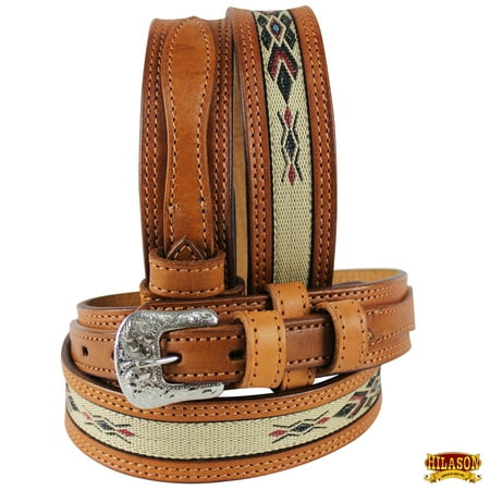 46 In Western Hilason Genuine Leather Mens Ranger Belt 1.5" Width