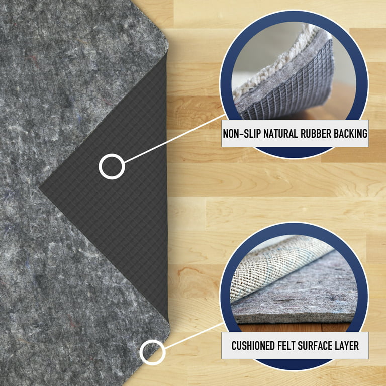 Superior Lima Non-Slip Floor Protector Felt Rubber Indoor Area Rug Pad - Neutral Grey - 12' x 18