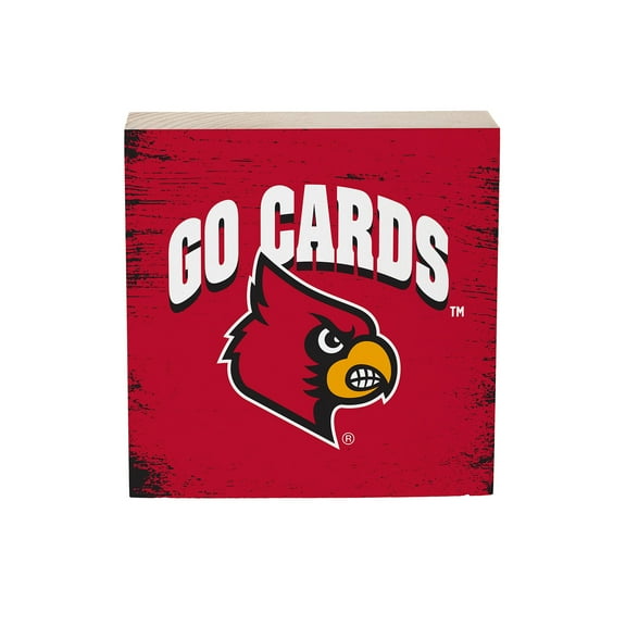 Louisville Cardinals 6" Square Fan Chant Wood Block Shelf Sign